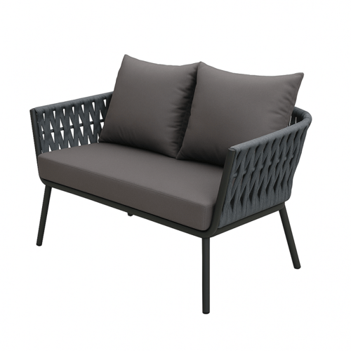 طقم جلسة خارجية مودرن بحبال مع طاولة قهوة – رمادي...