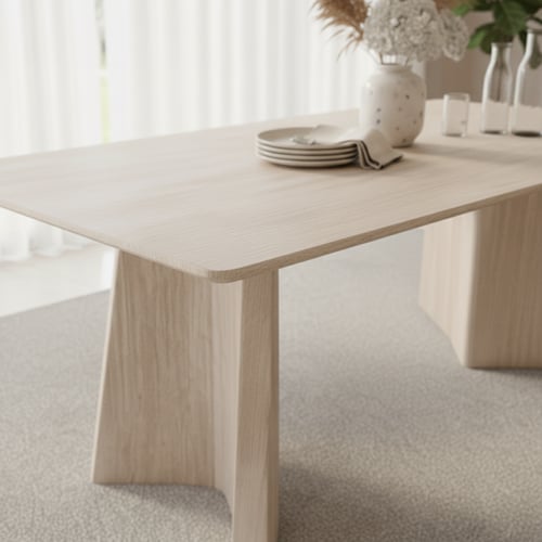 طاولة طعام خشبية بيج مع 8 كراسي – مساحة واسعة لعائ...