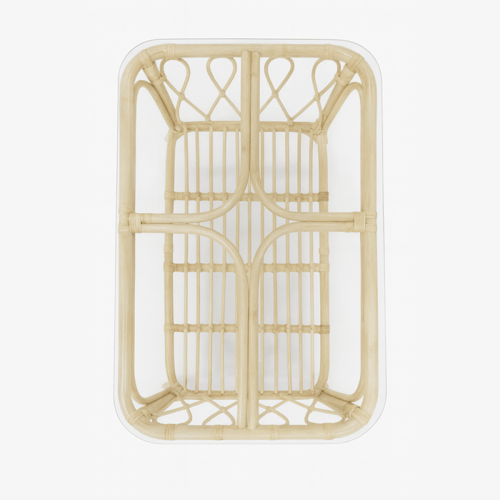 طقم جلسة خيزران طبيعي بلون بيج وأوف وايت بتصميم أن...