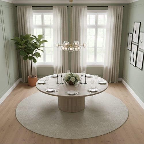 طاولة طعام بيج بسطح رخام مع 8 كراسي – رفاهية وأناق...