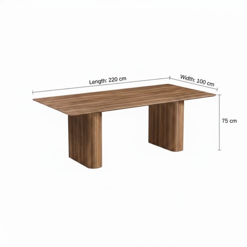 طقم طاولة طعام مستطيل بني – فخامة خشب طبيعي