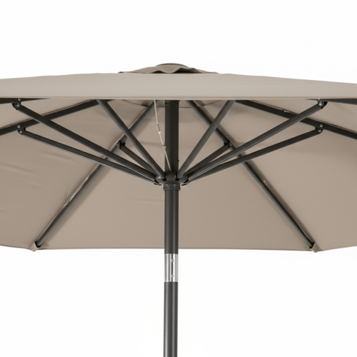 طقم طاولة سفرة خارجية بيج وذهبي مع مظلة – فخامة ور...