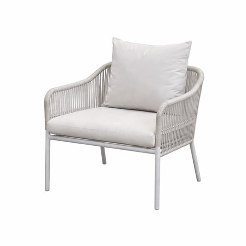 طقم كنب خارجي 7 مقاعد مع طاولة – أبيض × بيج (معدن...