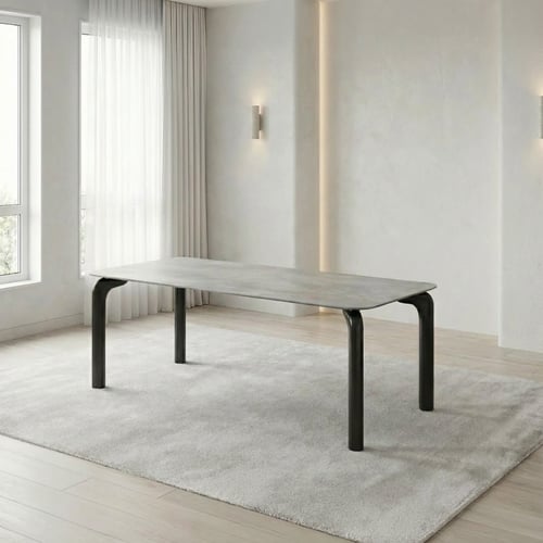 طقم سفرة رخامي مع 8 كراسي رمادي واسود فخامة للعائل...