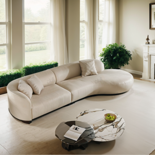 كنب متصل بشكل عصري لون أوف وايت