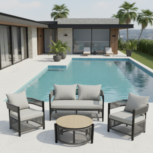 طقم جلوس خارجي 4 مقاعد – تصميم عملي للمساحات المتو...