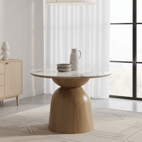 طقم طاولة طعام دائري أبيض – لمسة عصرية ناعمة