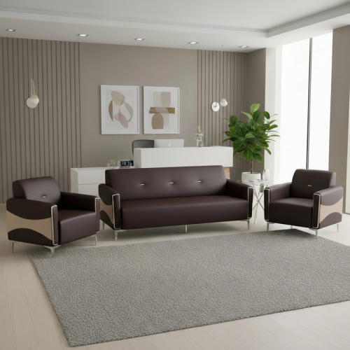 طقم جلسة مكتب بني × بيج – دفء وأناقة بلمسة عصرية