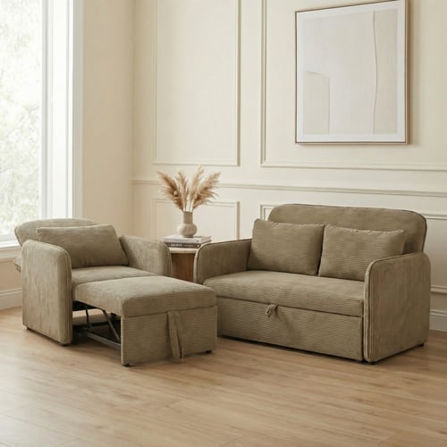 طقم كنب سرير بني – راحة نهارية ونوم مريح ليلاً