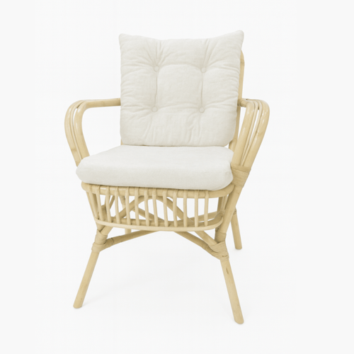 طقم جلسة خيزران طبيعي بلون بيج وأوف وايت بتصميم أن...