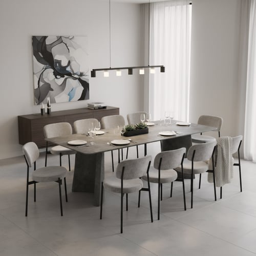 طاولة طعام خشبية رمادية مع 10 كراسي – رفاهية لعائل...