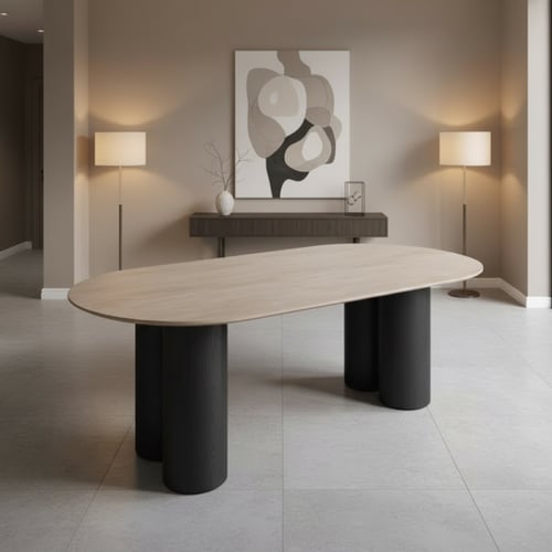 طقم طاولة طعام خشبية فاخرة مع 10 كراسي بيج – الخيا...