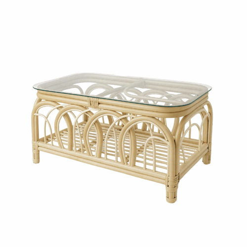 طقم جلسة خيزران طبيعي بلون بيج وأوف وايت بتصميم يد...