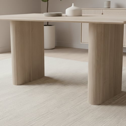 طقم طاولة طعام مستطيل بيج – دفء وأناقة طبيعية