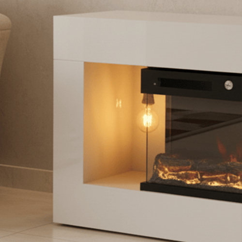 مدفأة كهربائية كبيرة باللون الأبيض بتصميم مستطيل ف...