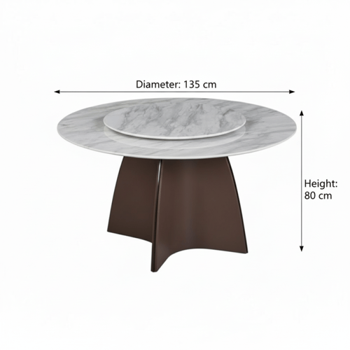 طاولة طعام دائرية بنية مع 6 كراسي – تصميم عملي لعا...