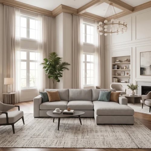 Modern beige connected sofa in L shape