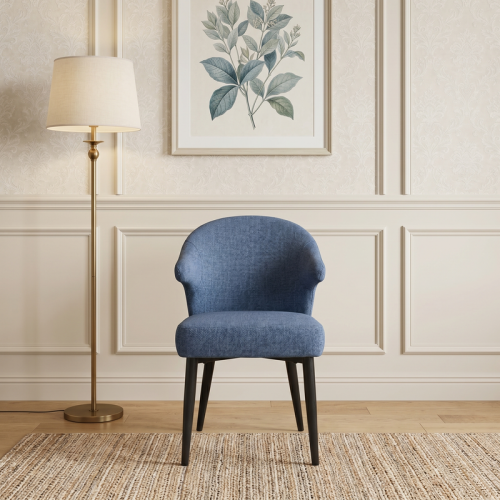 كرسي بذراعين عصري بتنجيد قماش – أزرق