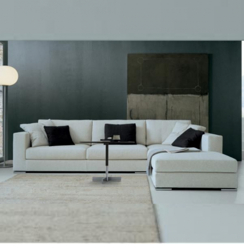 كنب مودرن متصل حرف L لون أوف وايت