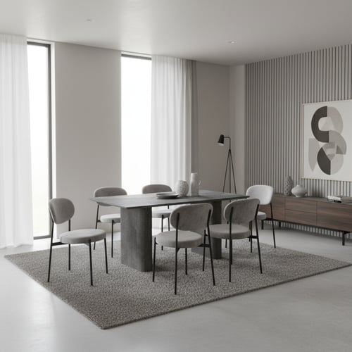 طقم طاولة طعام مستطيل رمادي – تصميم عملي عصري