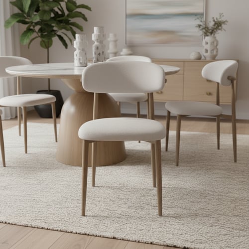 طقم طاولة طعام دائري أبيض – مساحة أوسع للتجمعات