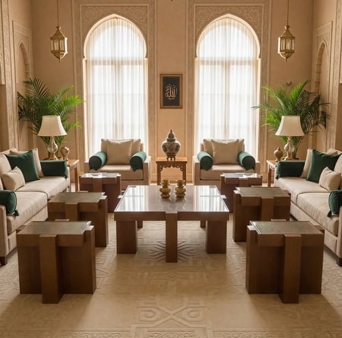 طقم طاولة قهوة مع 6 طاولات جانبية – بني بزجاج أنيق...