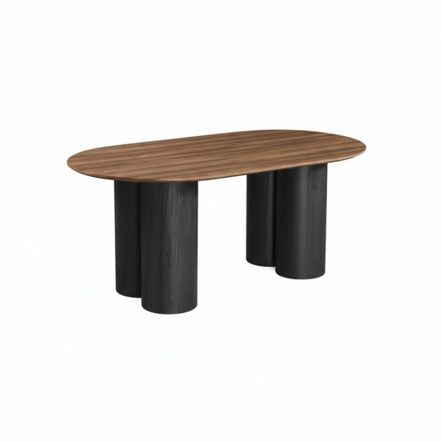 طقم طاولة طعام خشبية بيضاوية مع 8 كراسي بني – تصمي...