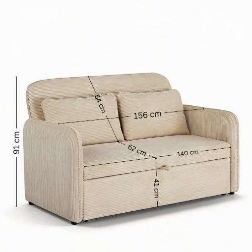 طقم كنب سرير بيج – تصميم عملي بلمسة عصرية