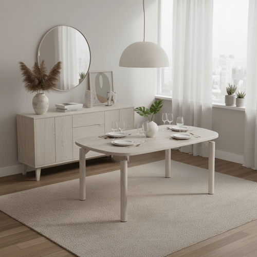 طاولة طعام رخام مع 6 كراسي – أناقة البيج وراحة الع...