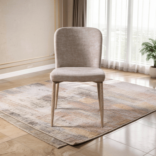 طقم سفرة بيج دائري مع 6 كراسي – فخامة متكاملة للعا...