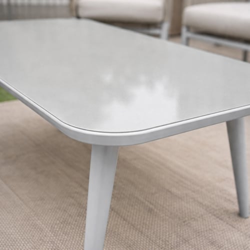 طقم كنب خارجي 7 مقاعد مع طاولة – أبيض × بيج (معدن...