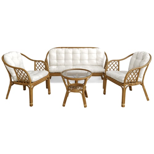 طقم جلسة خشبي بلون بني وأوف وايت بتفاصيل هندية فاخ...