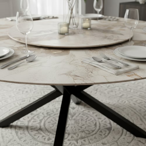 طقم طاولة طعام سيراميك بيج دائري – طاولة + 8 كراسي...