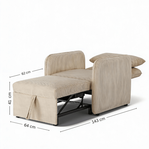 طقم كنب سرير بيج – تصميم عملي بلمسة عصرية