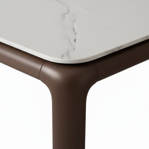 طقم طاولة طعام رخام بيج مستطيل أنيق – 8 أشخاص