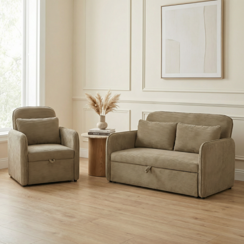 طقم كنب سرير بني – راحة نهارية ونوم مريح ليلاً