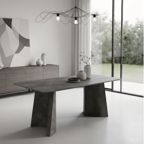 طاولة طعام خشبية رمادية مع 8 كراسي – مساحة واسعة ل...