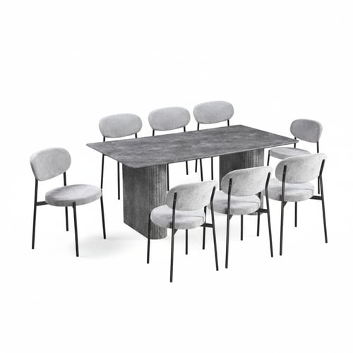 طقم طاولة طعام مستطيل رمادي – أناقة ومساحة أكبر