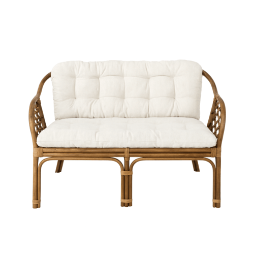 طقم جلسة خشبي بلون بني وأوف وايت بتفاصيل هندية فاخ...