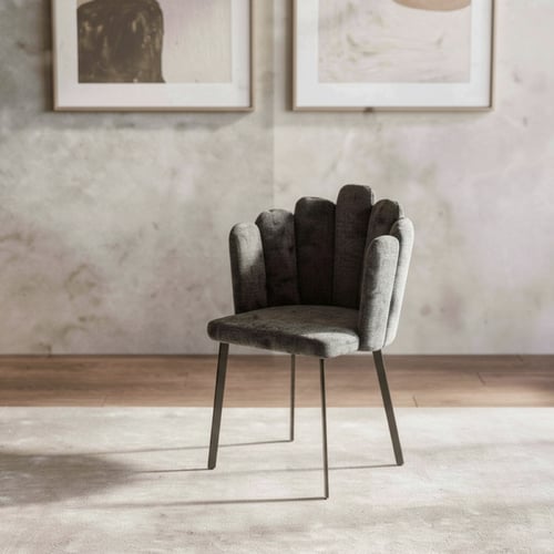 طقم طاولة طعام دائري أسود (شكل رخامي) – طاولة + 6...