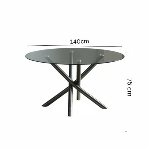 طقم طاولة طعام دائري زجاج أسود – طاولة + 6 كراسي ت...