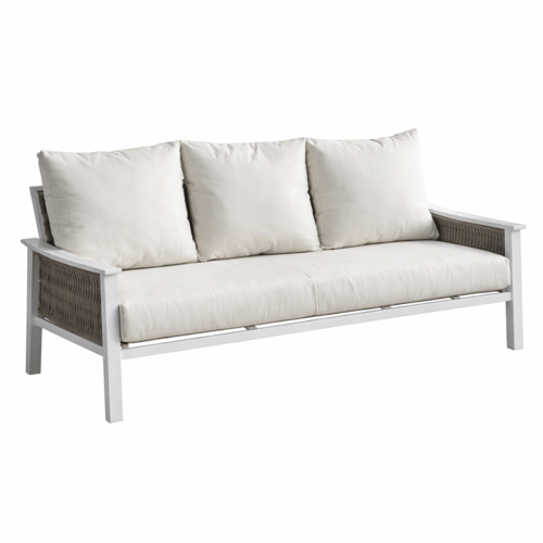 طقم كنب خارجي 7 مقاعد مع طاولة – أبيض × بيج (معدن...