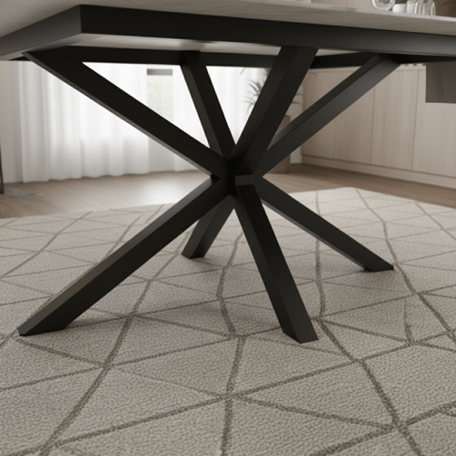 قم طاولة طعام سيراميك رمادي مستطيل – طاولة + 10 كر...