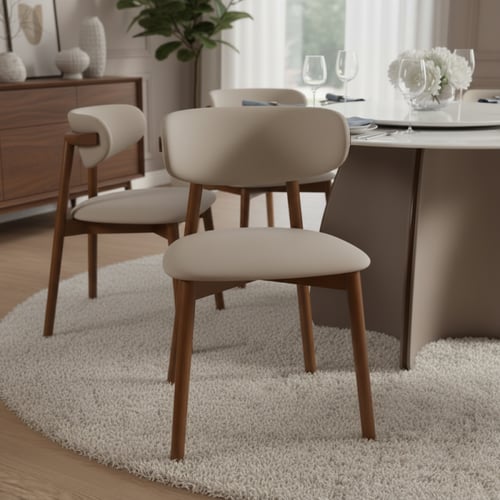 طاولة طعام دائرية بيج مع 6 كراسي – تصميم عملي وعصر...