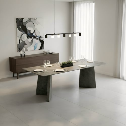 طاولة طعام خشبية رمادية مع 10 كراسي – رفاهية لعائل...