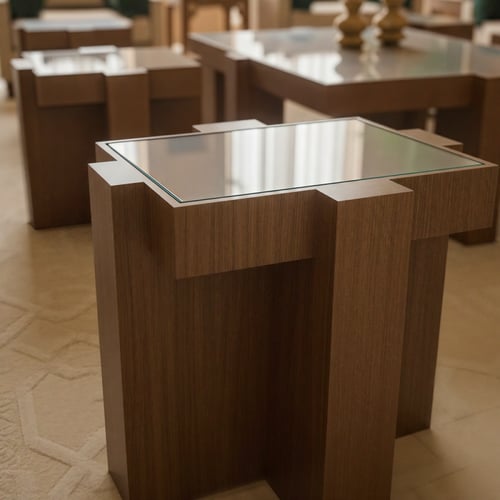 طقم طاولة قهوة مع 6 طاولات جانبية – بني بزجاج أنيق...