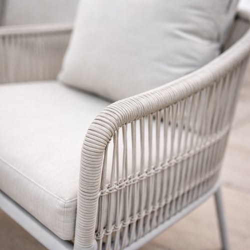 طقم كنب خارجي 7 مقاعد مع طاولة – أبيض × بيج (معدن...