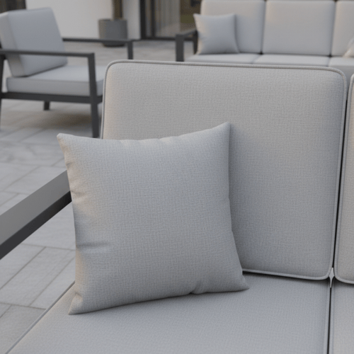 جلسة خارجية ألمنيوم رمادي – تصميم مودرن عملي