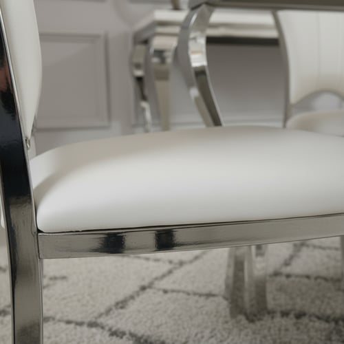 طاولة طعام أبيض وفضي – تصميم عصري يناسب كل المساحا...