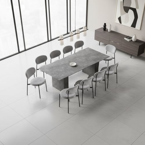 طقم طاولة طعام مستطيل رمادي – رحابة للمجالس الكبير...